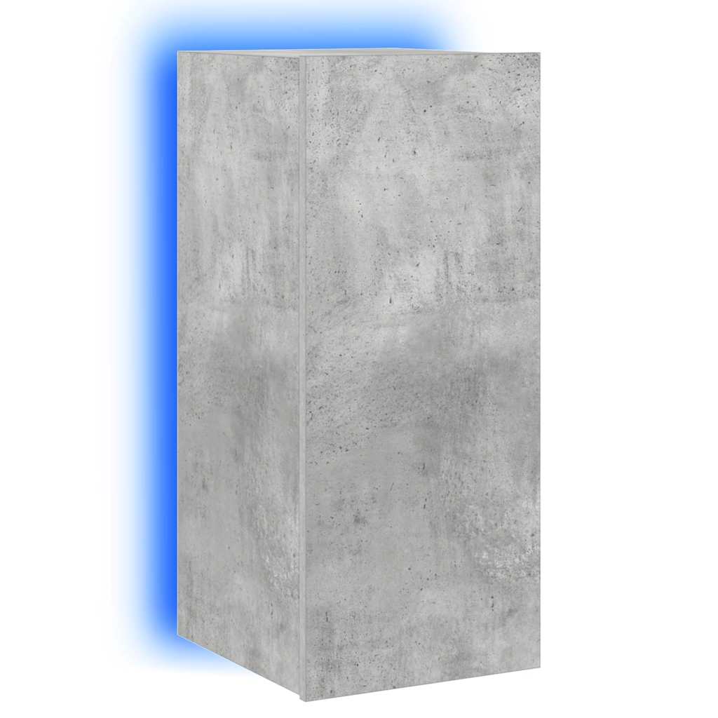 Sieninė TV spintelė su LED lemputėmis, betono, 30,5x35x70cm