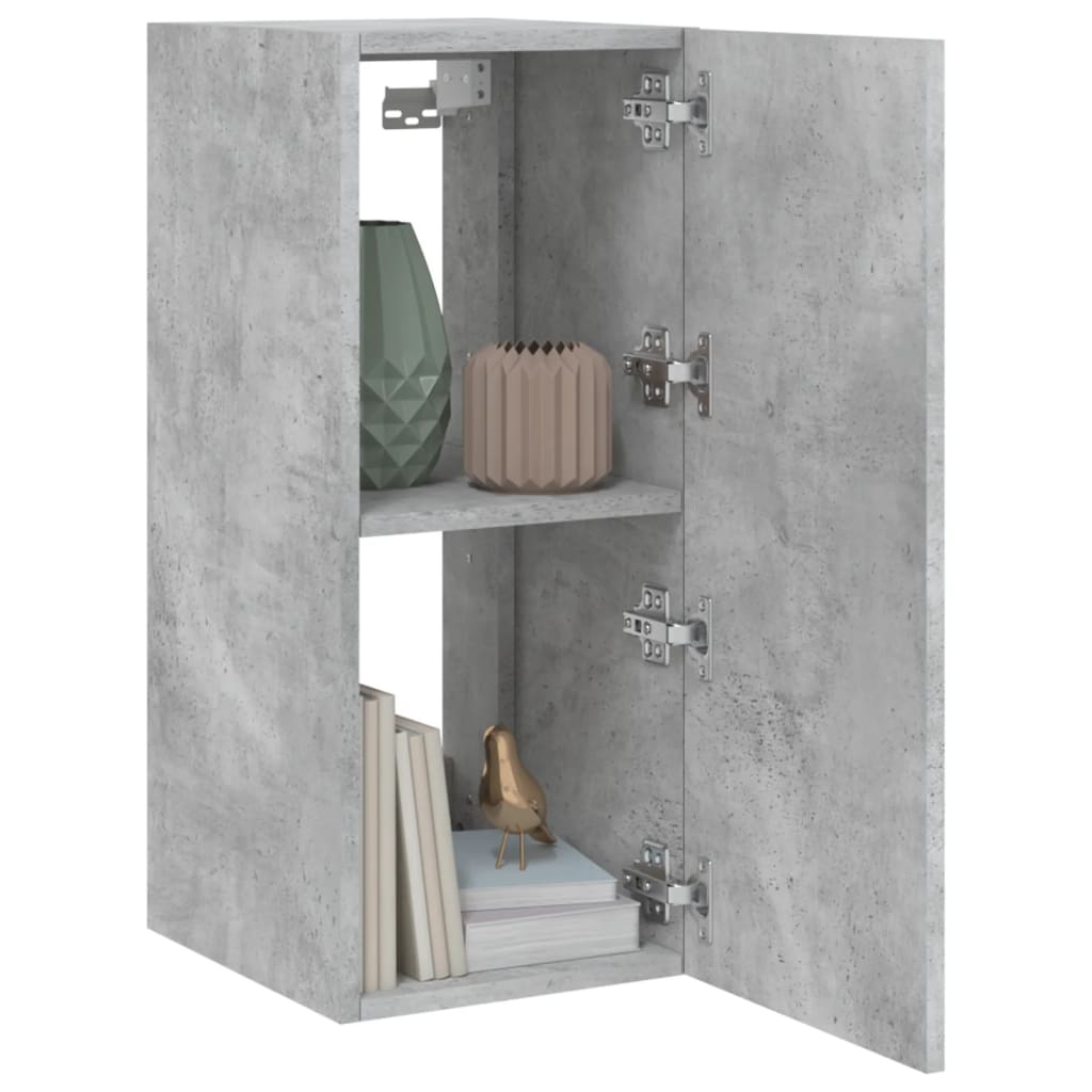 Sieninė TV spintelė su LED lemputėmis, betono, 30,5x35x70cm