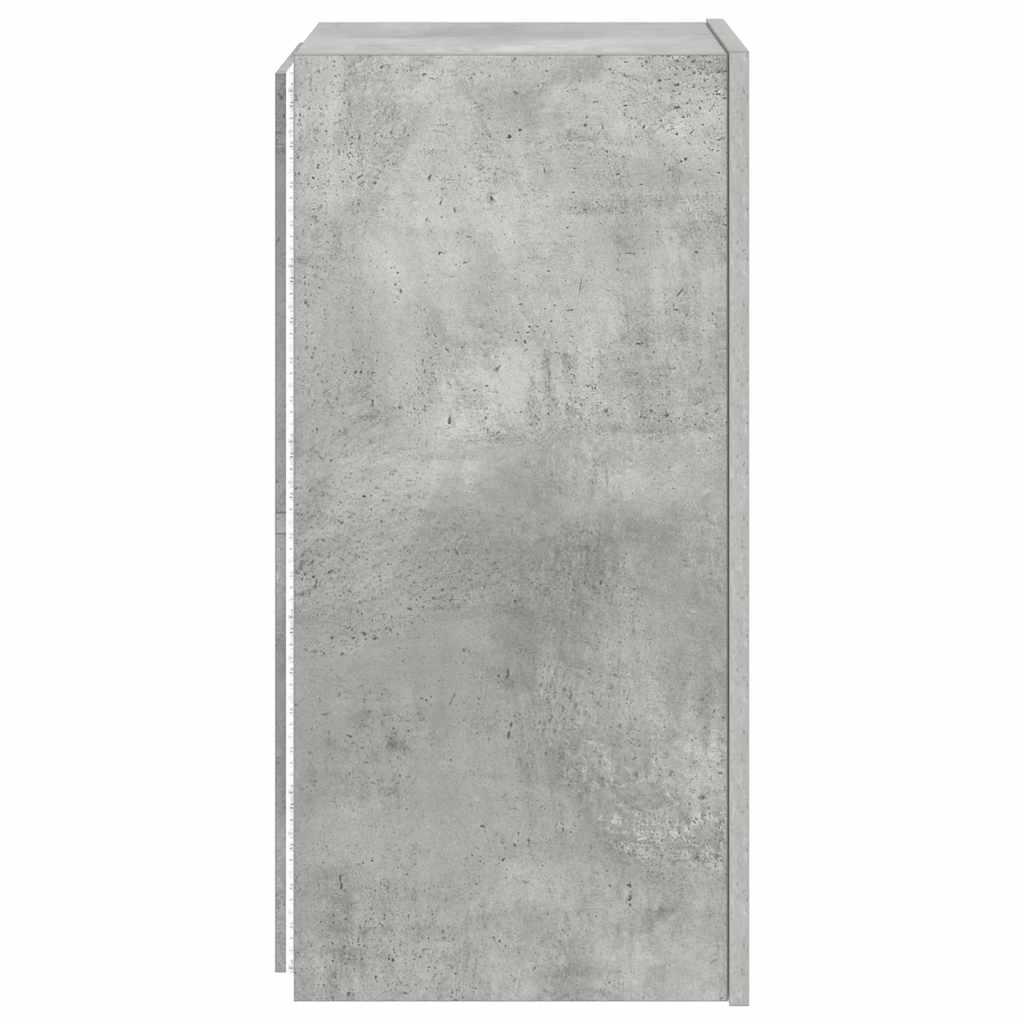 Sieninė TV spintelė su LED lemputėmis, betono, 30,5x35x70cm
