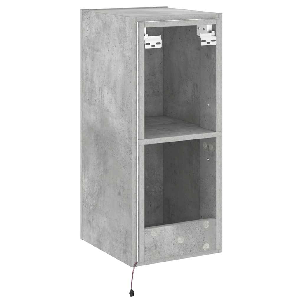 Sieninė TV spintelė su LED lemputėmis, betono, 30,5x35x70cm