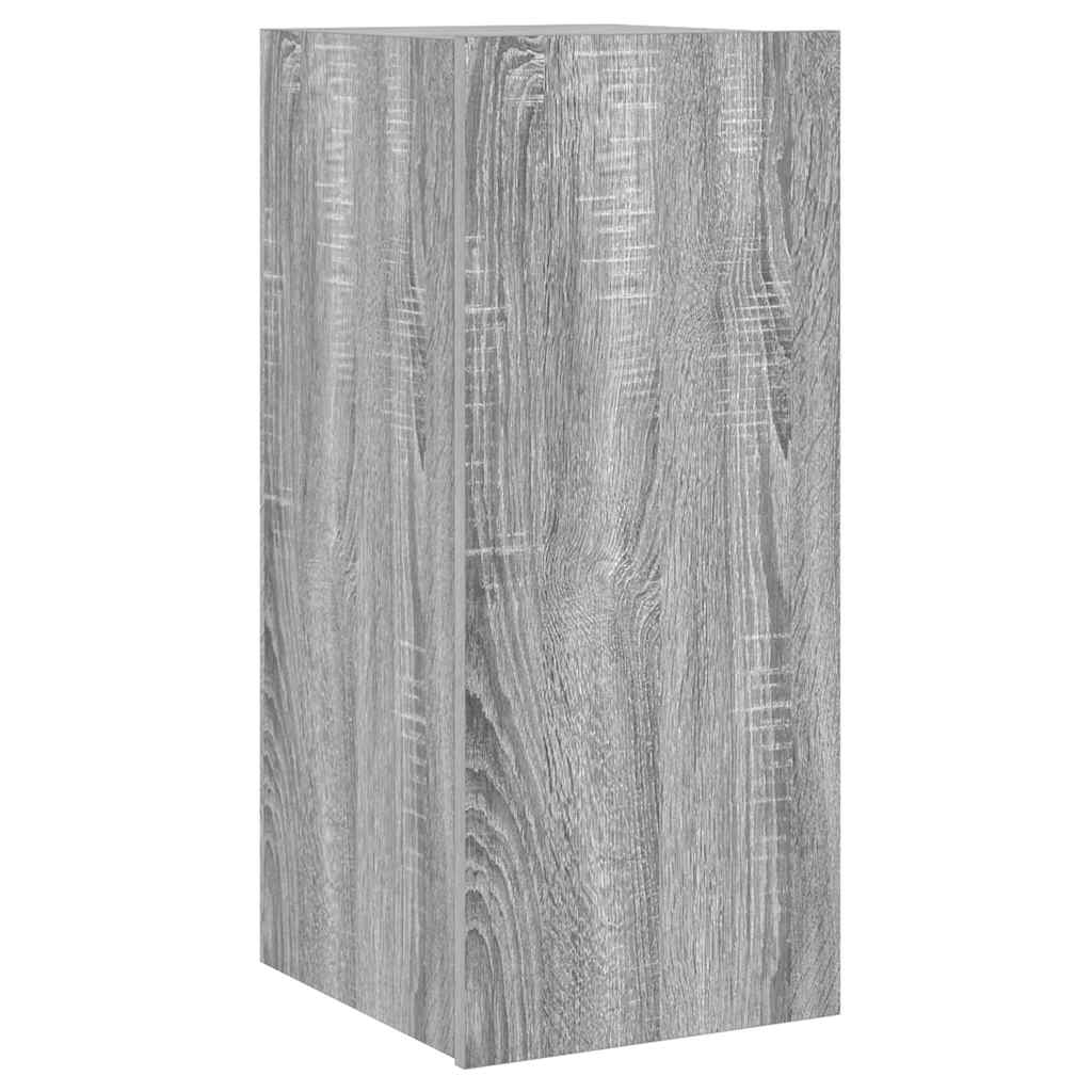 Sieninė TV spintelė su LED lemputėmis, pilka, 30,5x35x70cm