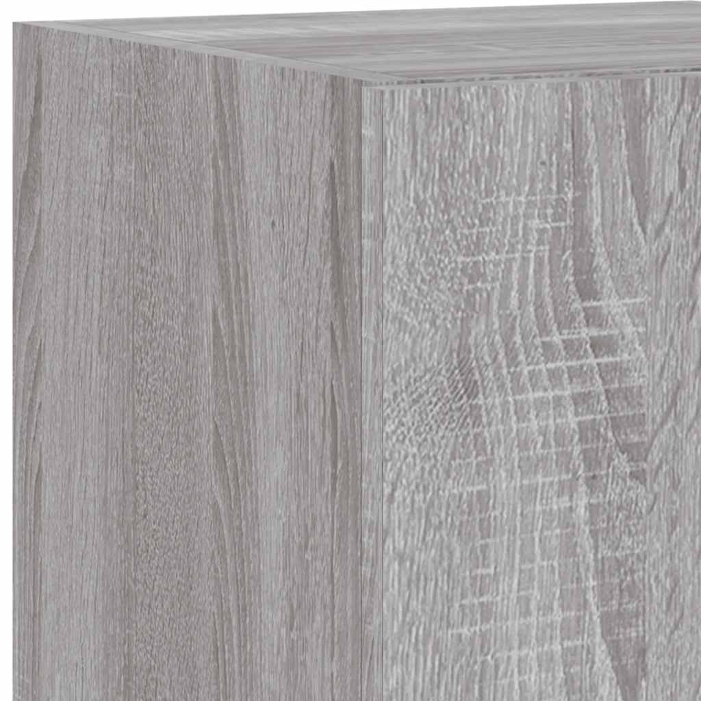 Sieninė TV spintelė su LED lemputėmis, pilka, 30,5x35x70cm