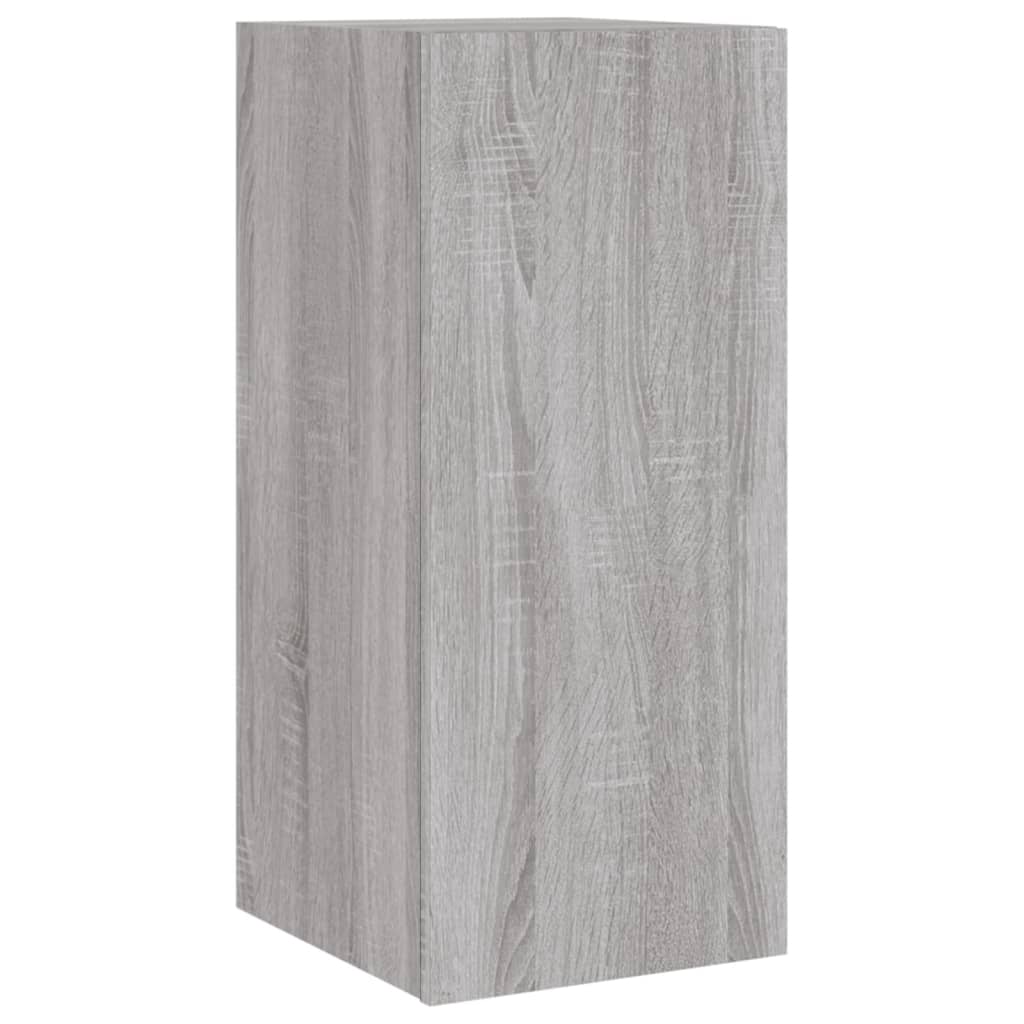 Sieninė TV spintelė su LED lemputėmis, pilka, 30,5x35x70cm
