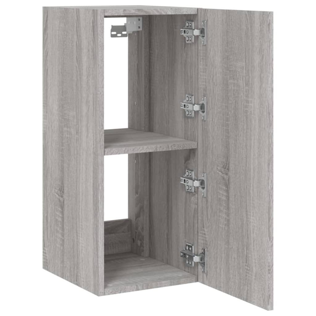 Sieninė TV spintelė su LED lemputėmis, pilka, 30,5x35x70cm