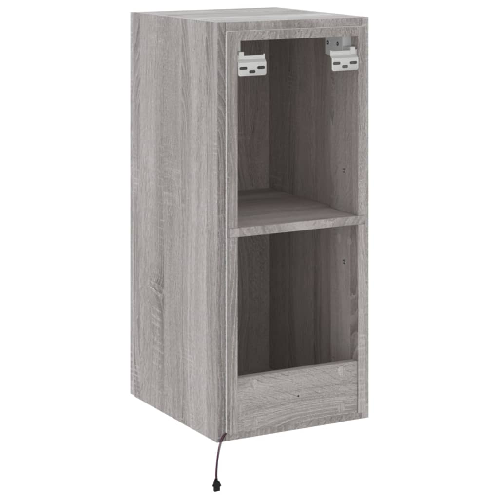 Sieninė TV spintelė su LED lemputėmis, pilka, 30,5x35x70cm