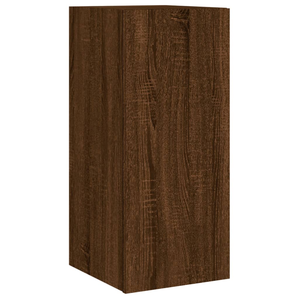 Sieninė TV spintelė su LED lemputėmis, ruda, 30,5x35x70cm