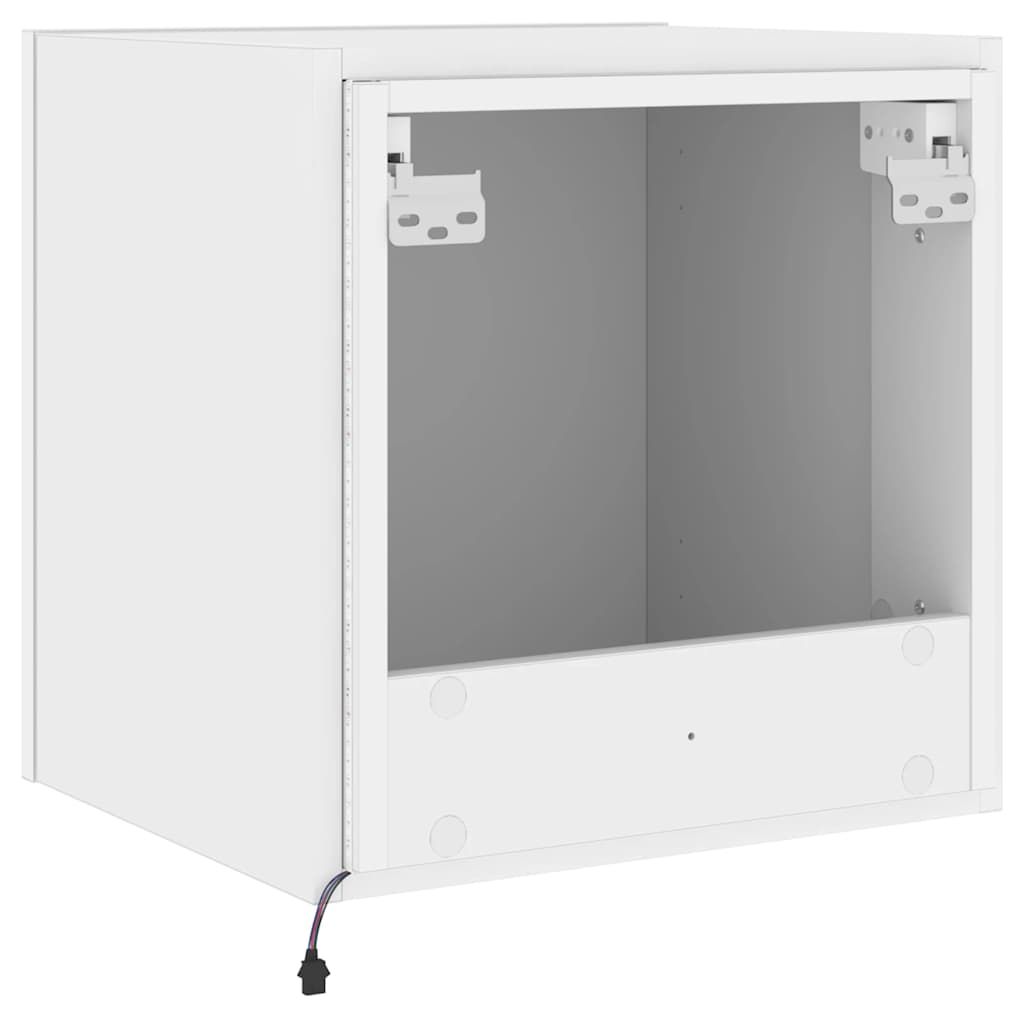 Wall-mounted TV Cabinet with LED Lights, White, 40.5x35x40cm