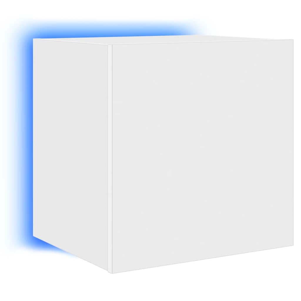 Wall-mounted TV Cabinet with LED Lights, White, 40.5x35x40cm