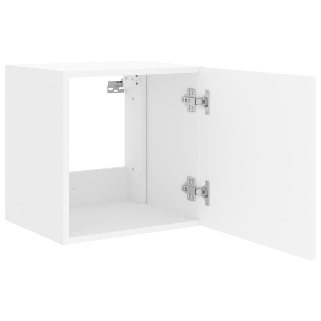 Sieninė TV spintelė su LED lemputėmis, balta, 40,5x35x40cm