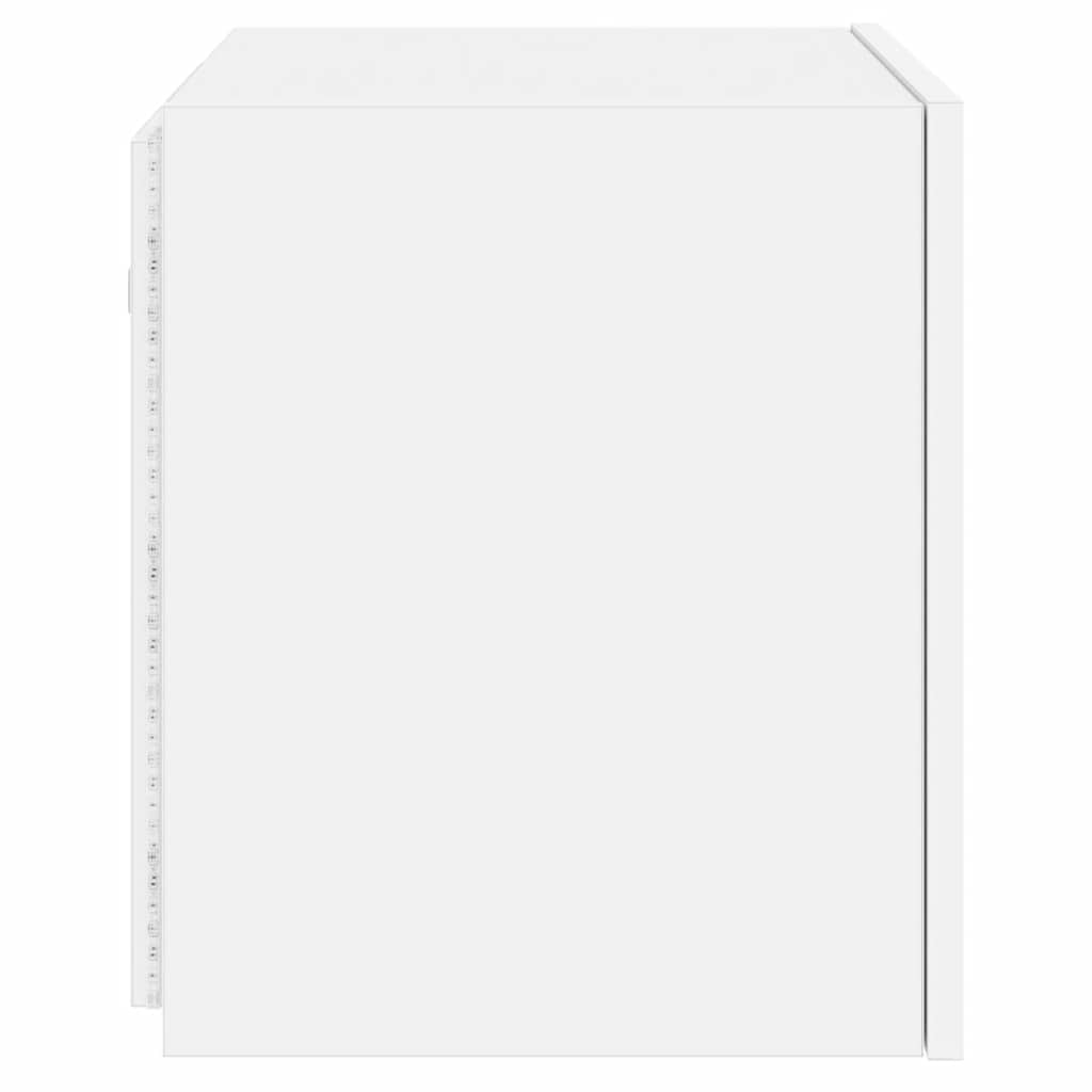 Wall-mounted TV Cabinet with LED Lights, White, 40.5x35x40cm