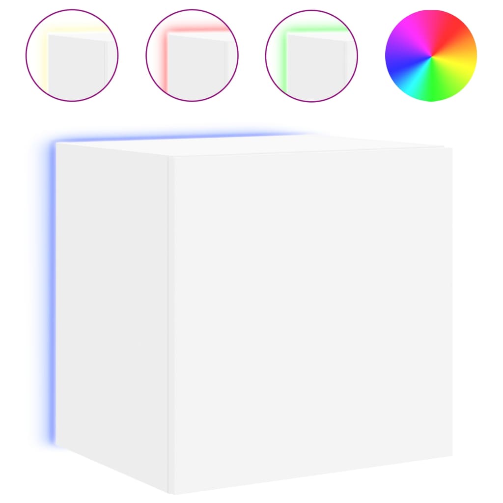 Sieninės TV spintelės su LED, 2vnt., baltos, 40,5x35x40cm
