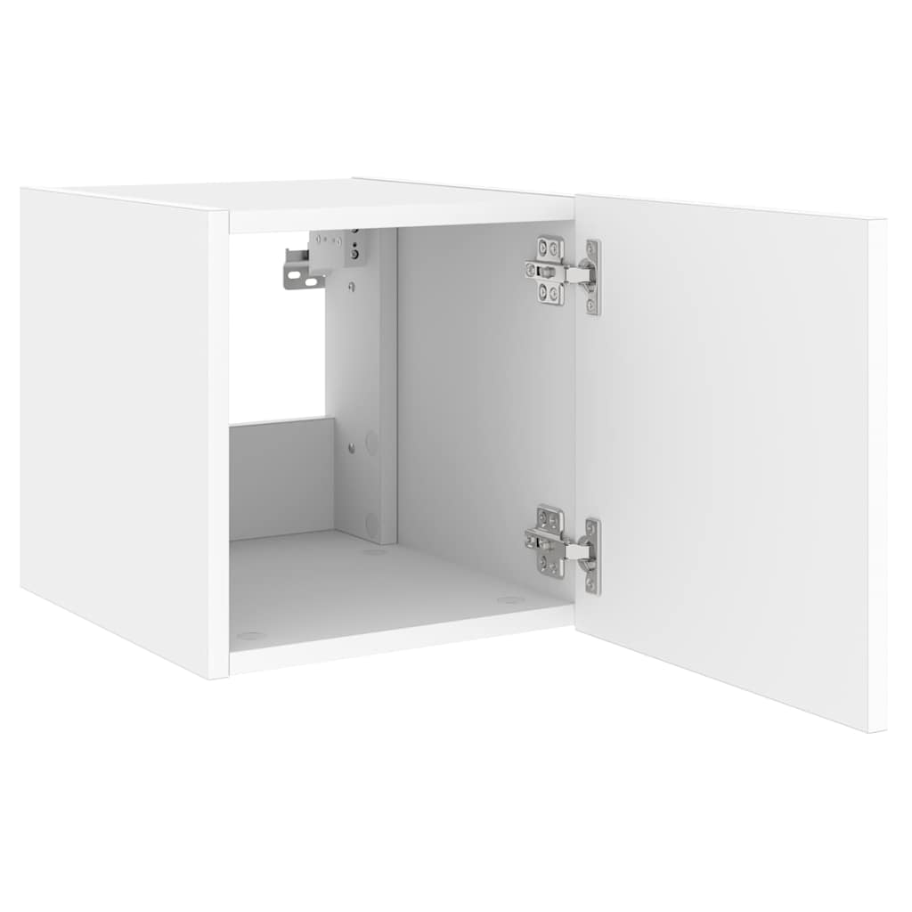 Sieninės TV spintelės su LED, 2vnt., baltos, 40,5x35x40cm