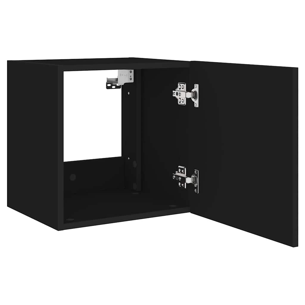 Sieninė TV spintelė su LED lemputėmis, juoda, 40,5x35x40cm