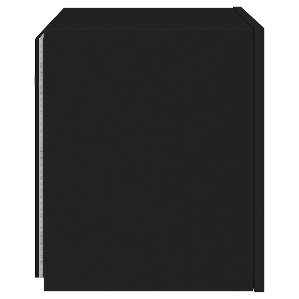 Sieninė TV spintelė su LED lemputėmis, juoda, 40,5x35x40cm