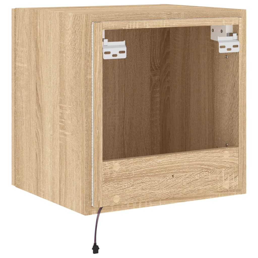Sieninė TV spintelė su LED lemputėmis, ąžuolo, 40,5x35x40cm