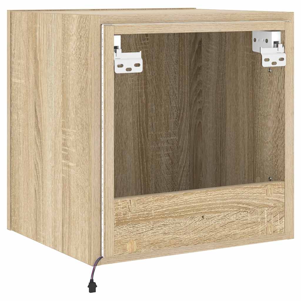 Sieninės TV spintelės su LED, 2vnt., ąžuolo, 40,5x35x40cm