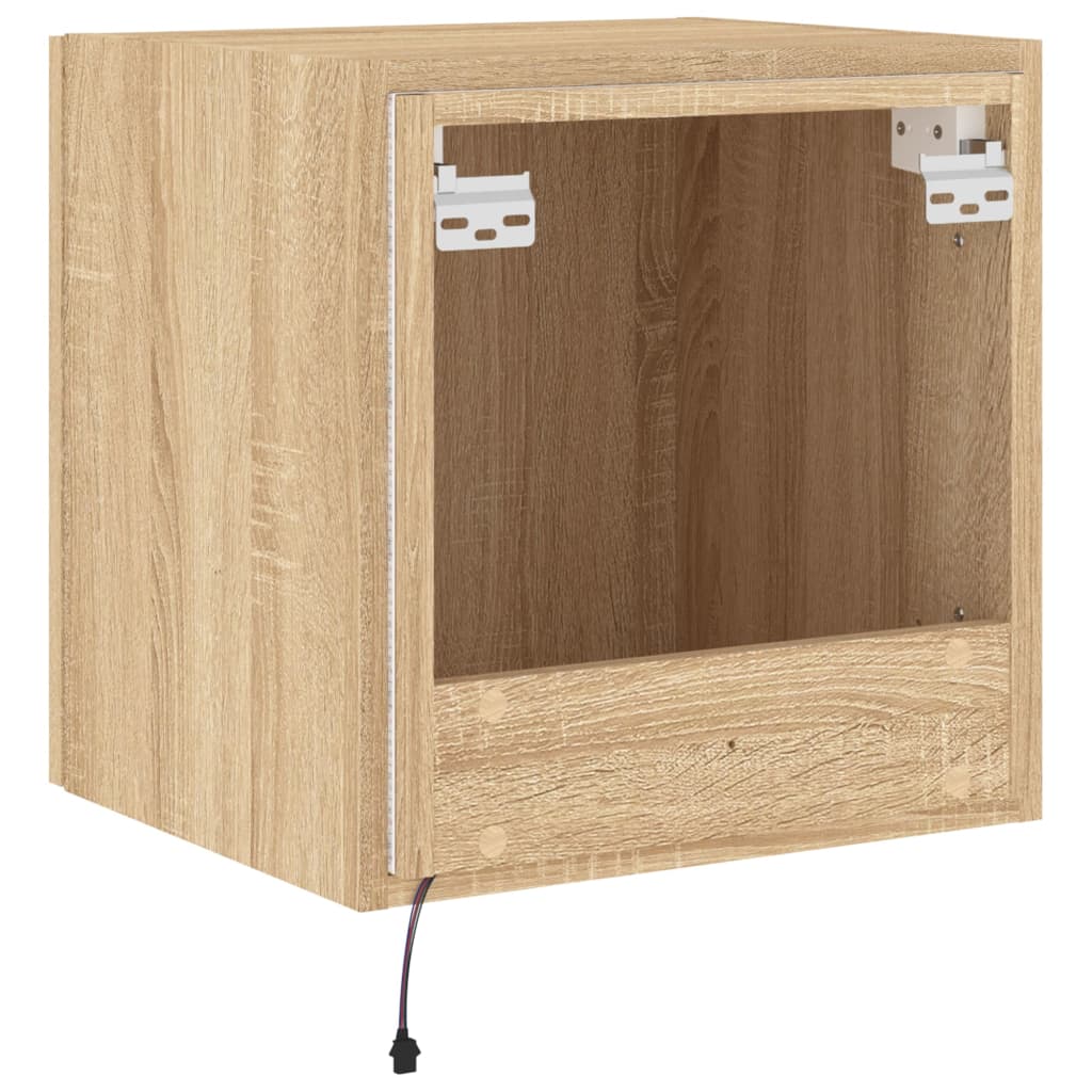 Pie sienas stiprināmi TV skapīši ar LED, 2 gab., ozola, 40,5x35x40 cm