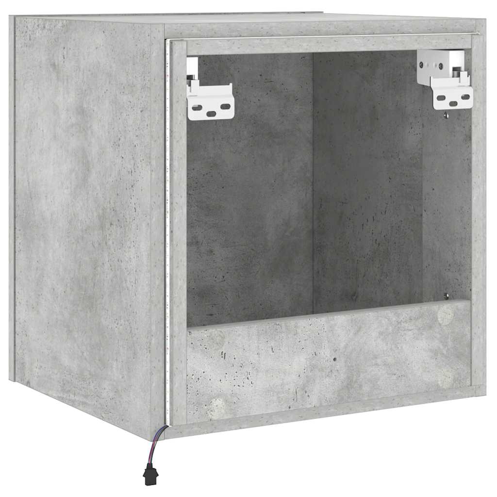 Sieninės TV spintelės su LED, 2vnt., betono, 40,5x35x40cm