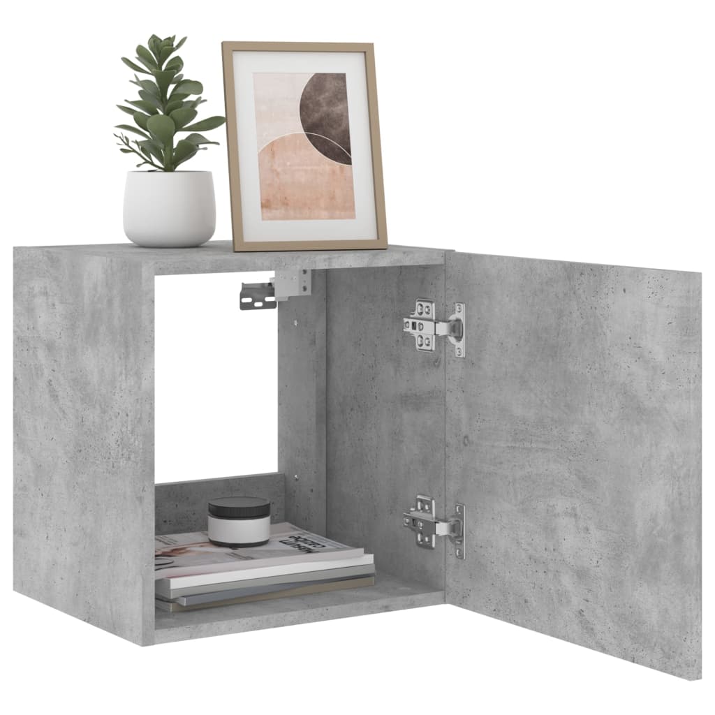 Wall-mounted TV Cabinets with LED, 2 pcs., Concrete, 40.5x35x40cm