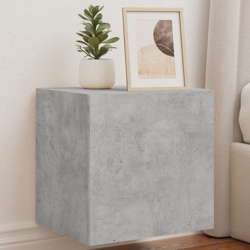 Wall-mounted TV Cabinets with LED, 2 pcs., Concrete, 40.5x35x40cm