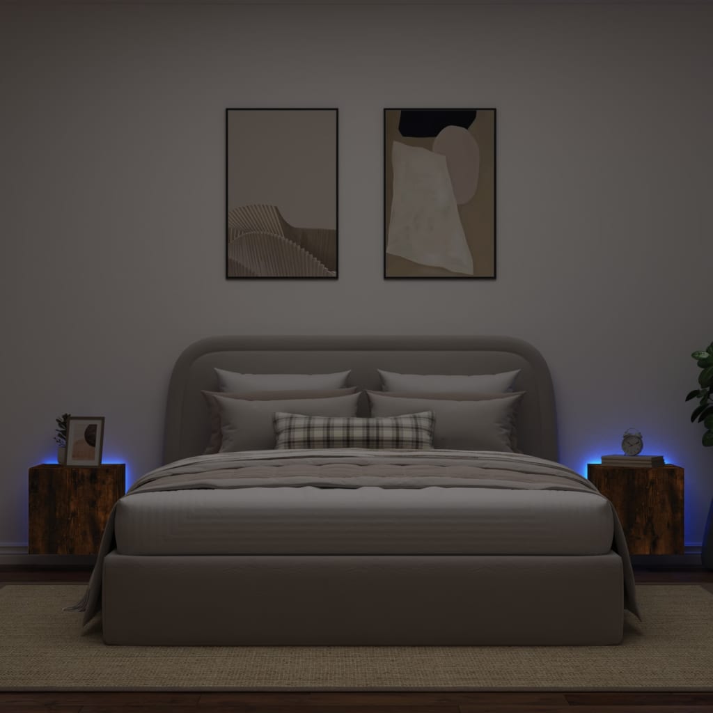 Wall TV Cabinets with LED, 2 pcs, Smoked Oak, 40.5x35x40cm