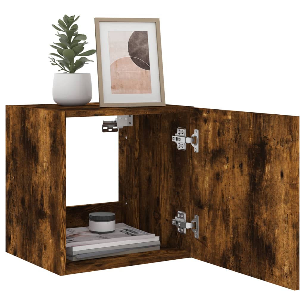 Wall TV Cabinets with LED, 2 pcs, Smoked Oak, 40.5x35x40cm