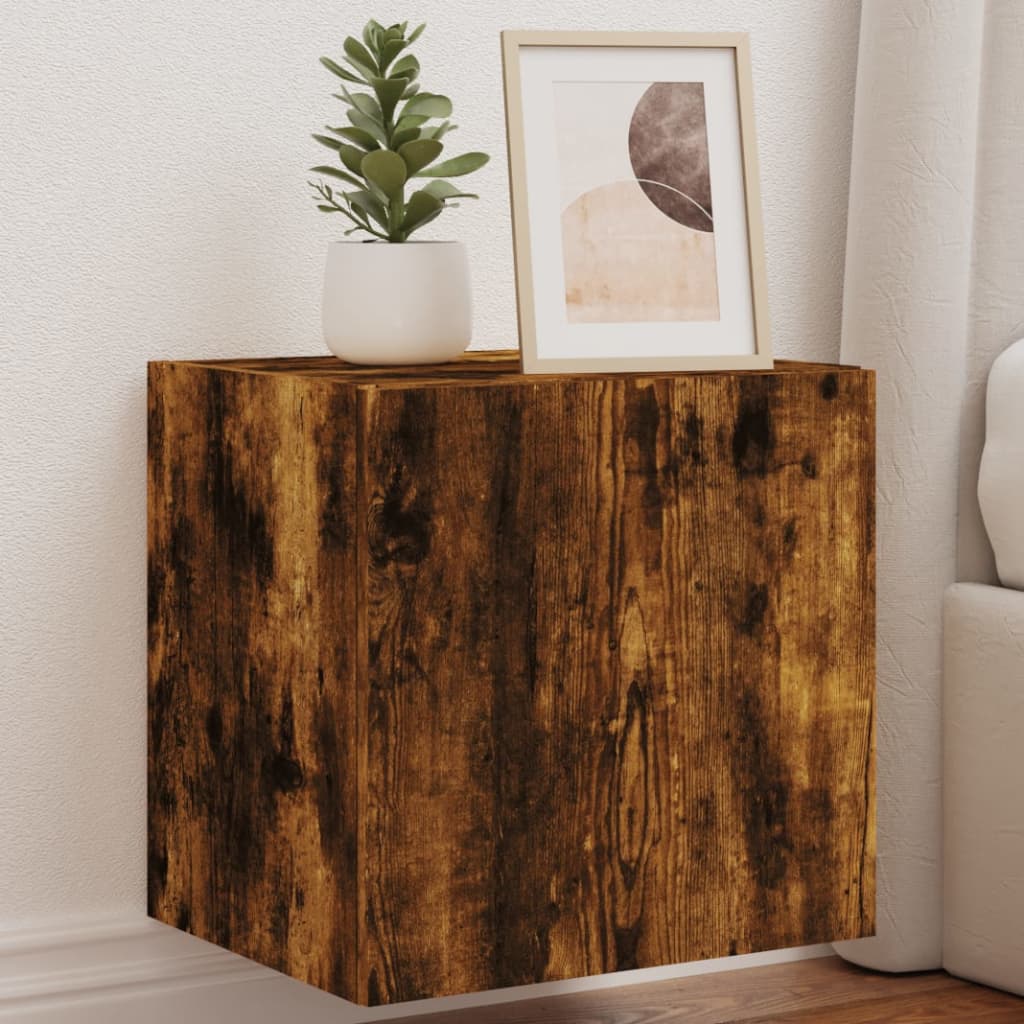 Wall TV Cabinets with LED, 2 pcs, Smoked Oak, 40.5x35x40cm