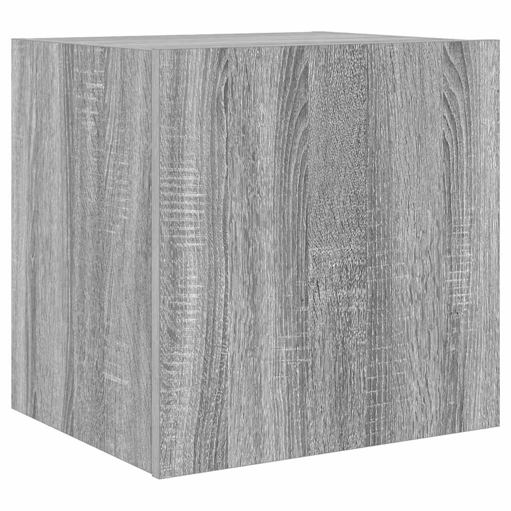 Sieninė TV spintelė su LED lemputėmis, pilka, 40,5x35x40cm