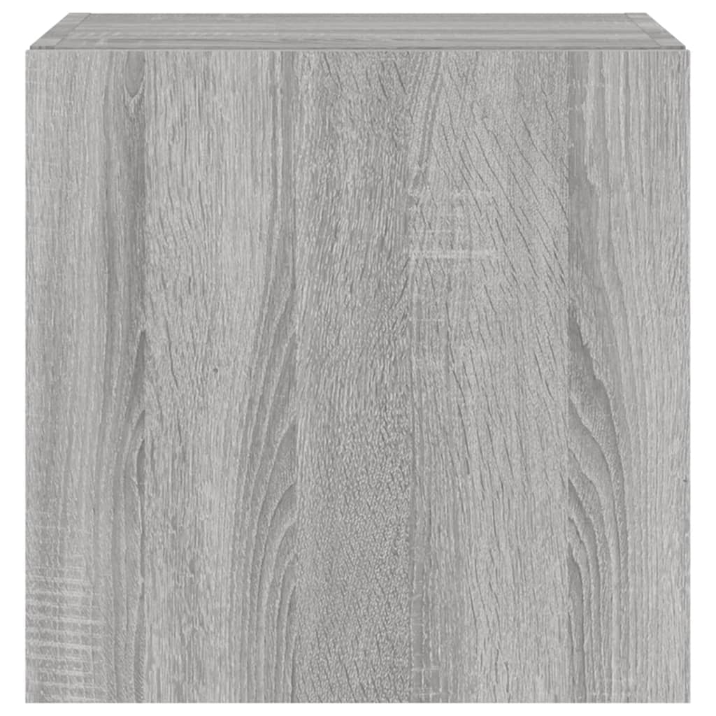 Sieninė TV spintelė su LED lemputėmis, pilka, 40,5x35x40cm