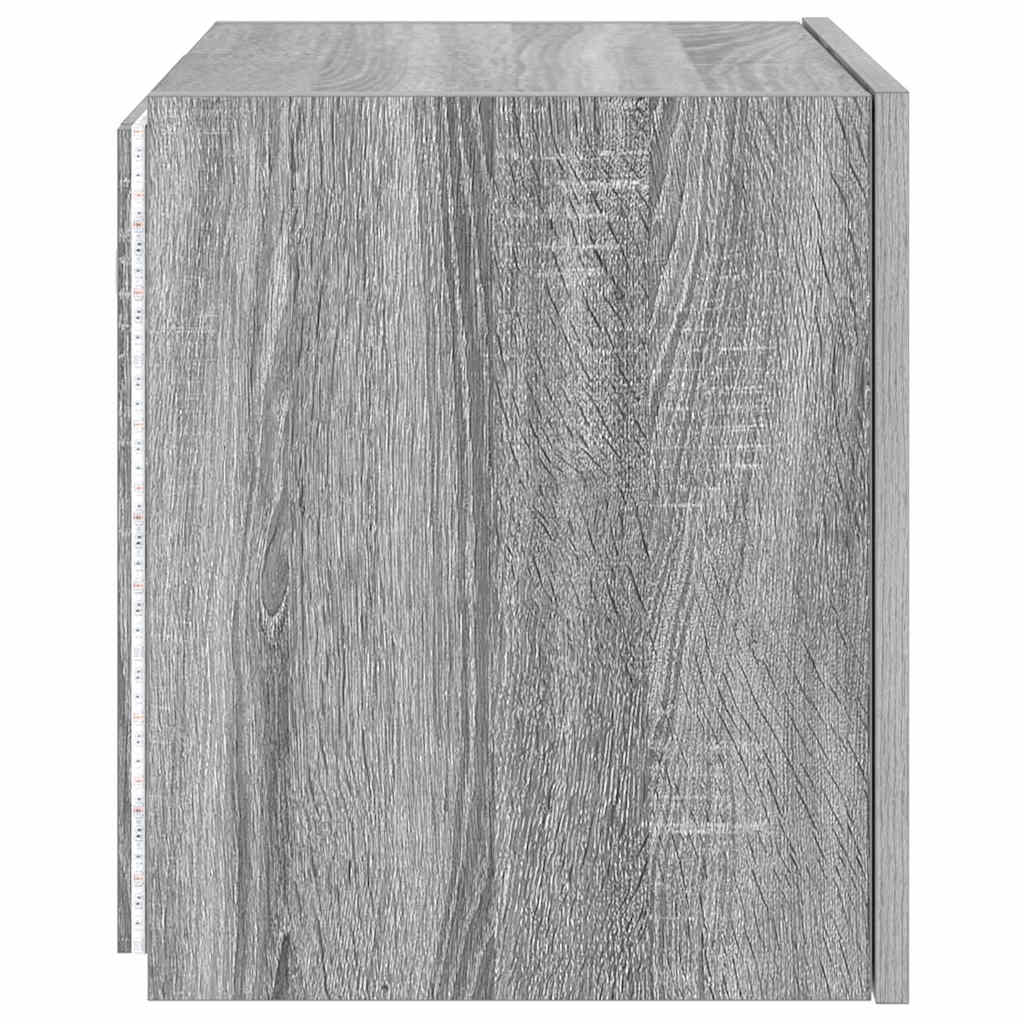 Sieninė TV spintelė su LED lemputėmis, pilka, 40,5x35x40cm