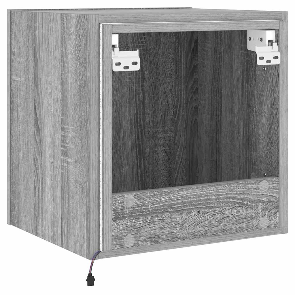 Sieninė TV spintelė su LED lemputėmis, pilka, 40,5x35x40cm