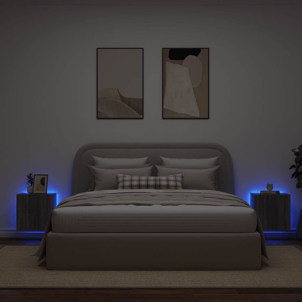 Sienas TV skapīši ar LED, 2 gab., pelēki, 40,5x35x40 cm