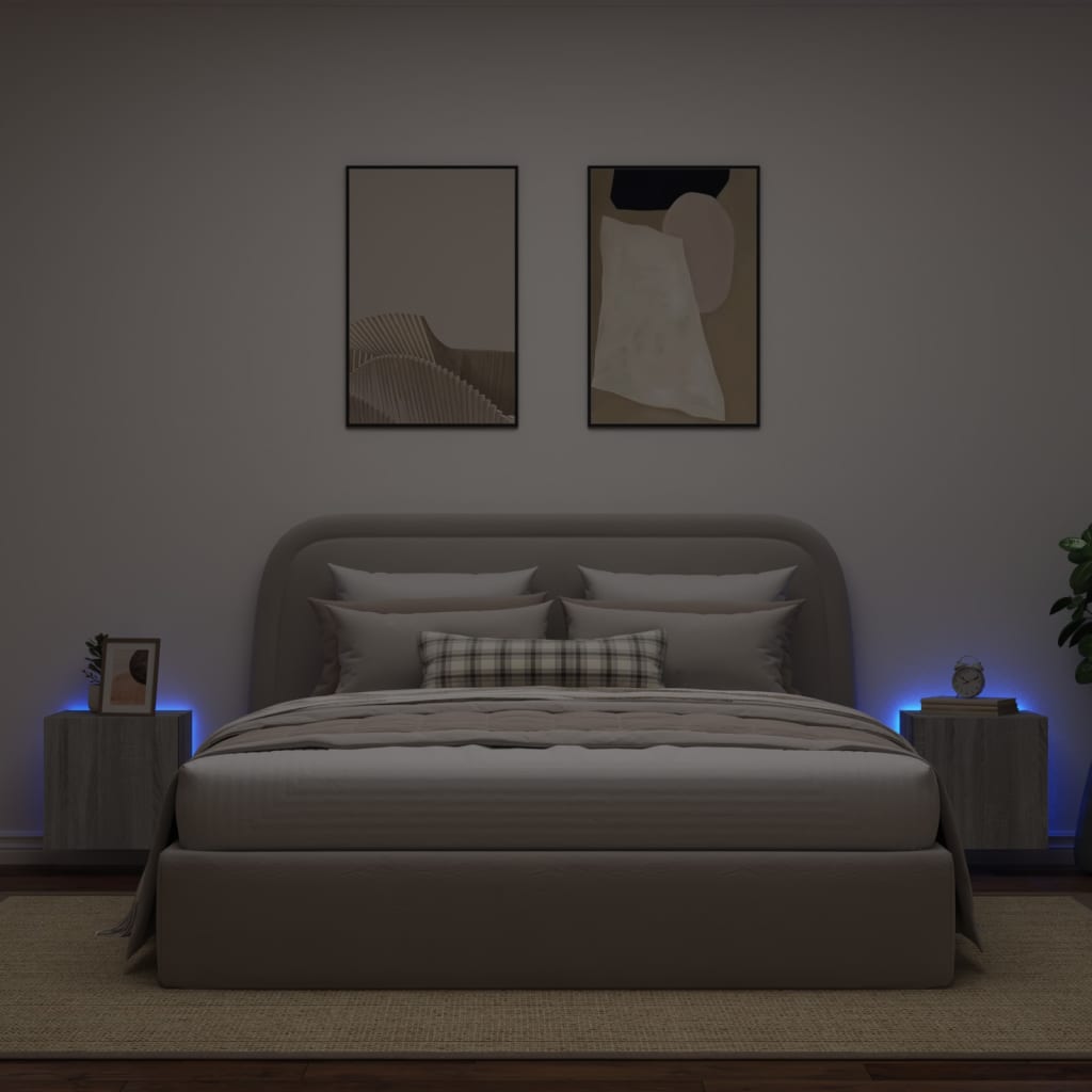 Sienas TV skapīši ar LED, 2 gab., pelēki, 40,5x35x40 cm