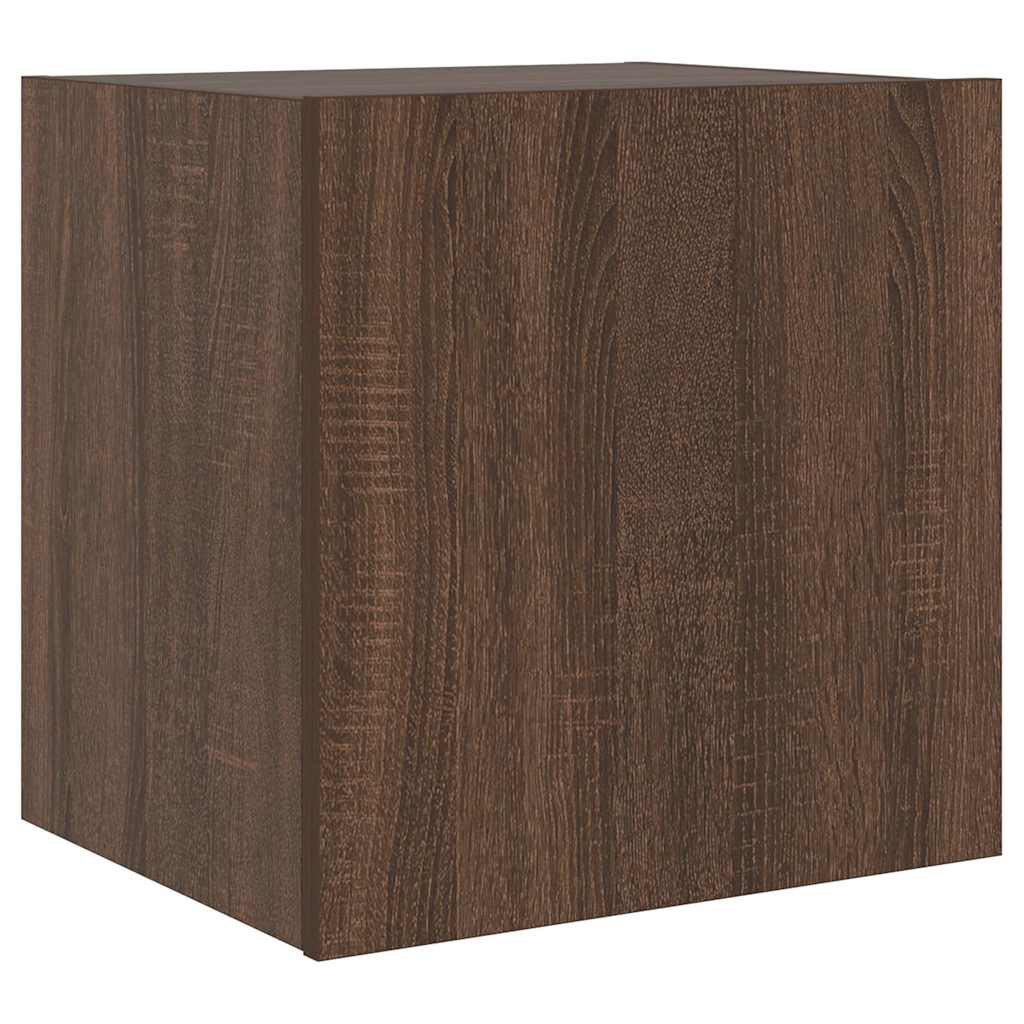 Sieninė TV spintelė su LED lemputėmis, ruda, 40,5x35x40cm