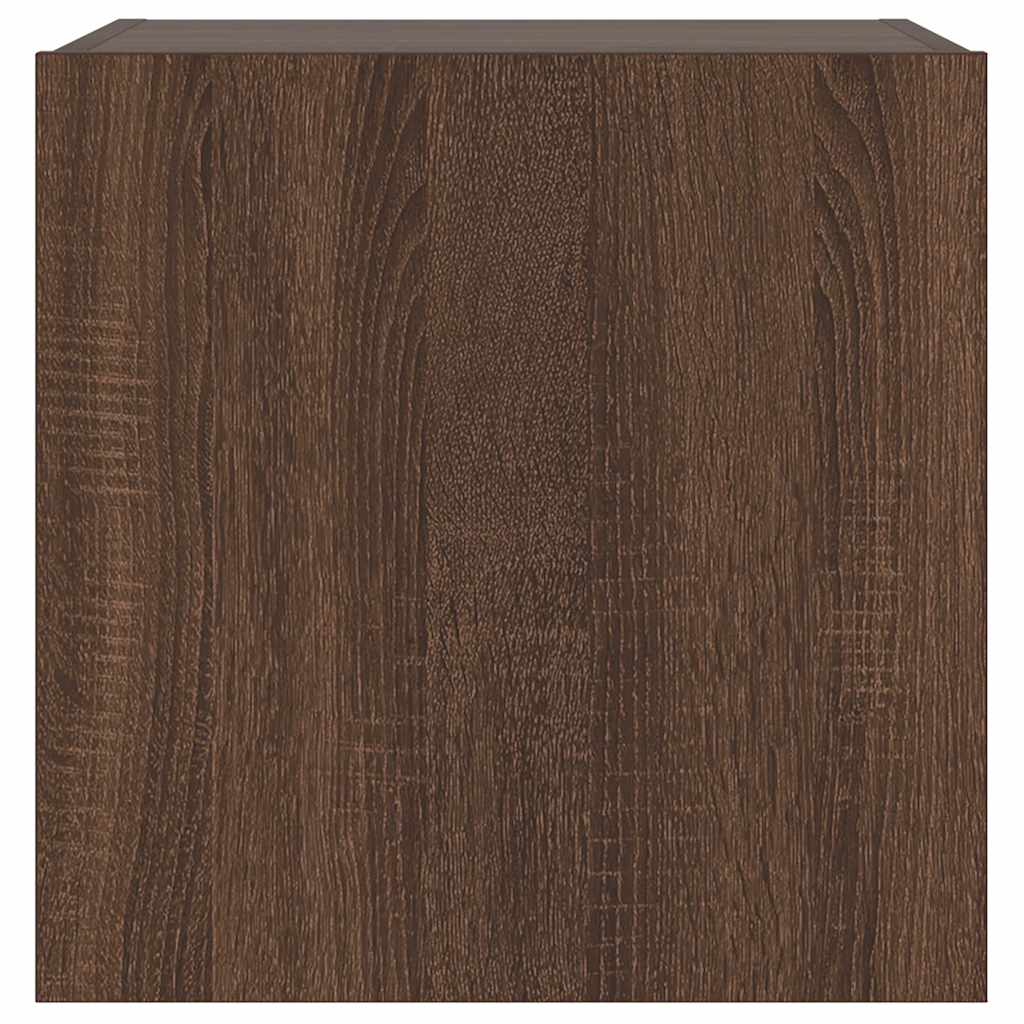 Sieninė TV spintelė su LED lemputėmis, ruda, 40,5x35x40cm