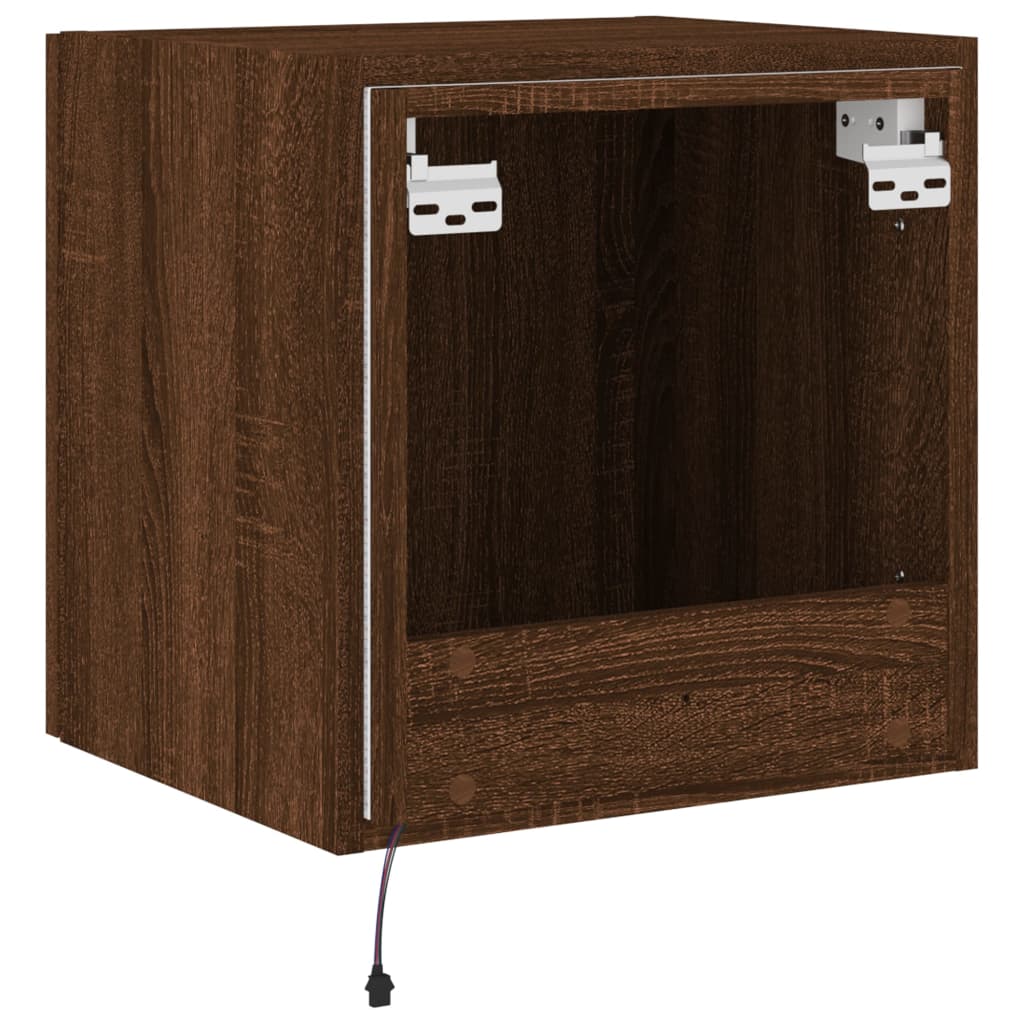 Sieninė TV spintelė su LED lemputėmis, ruda, 40,5x35x40cm