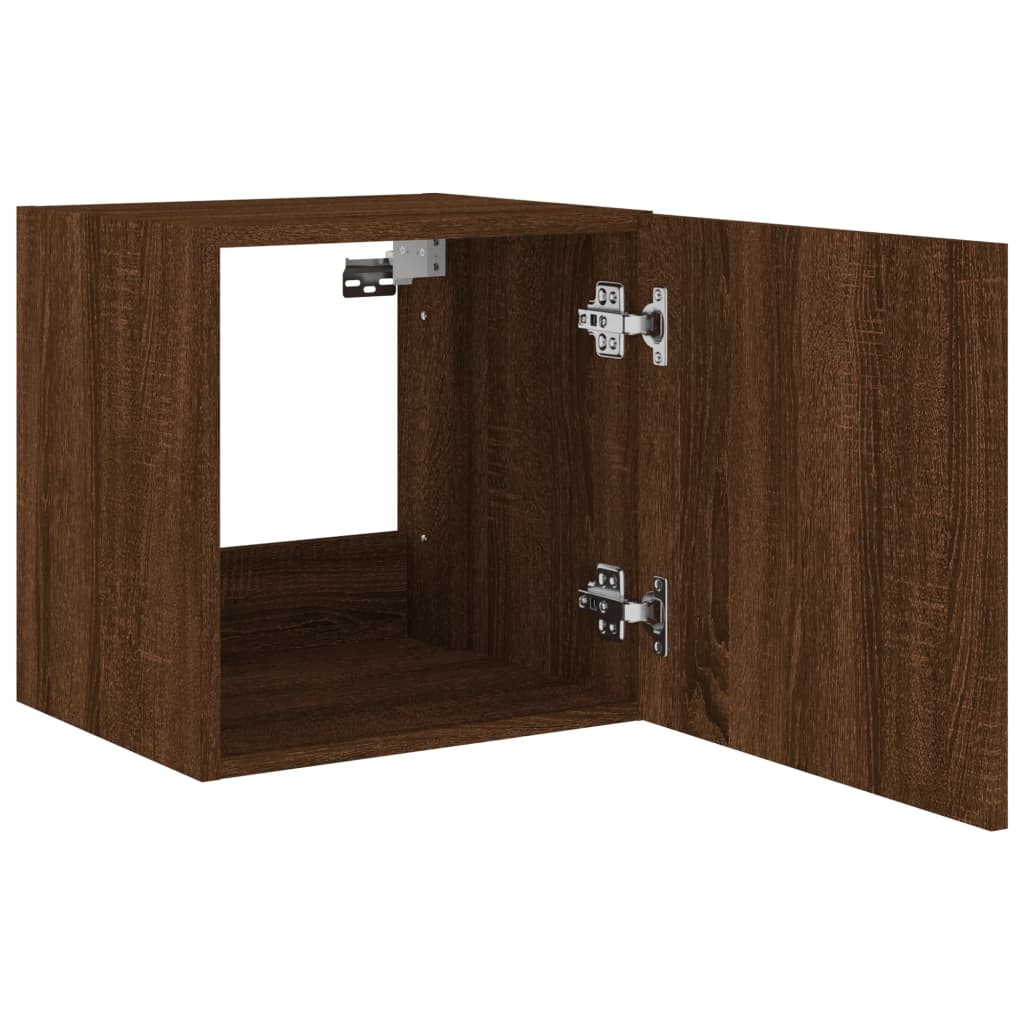 Wall-mounted TV Cabinets with LED, 2 pcs., brown, 40.5x35x40cm