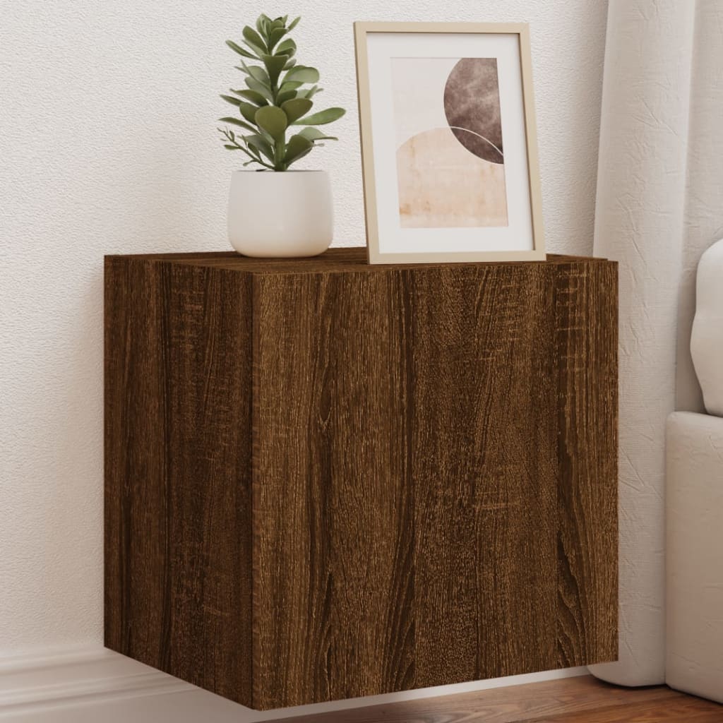 Wall-mounted TV Cabinets with LED, 2 pcs., brown, 40.5x35x40cm