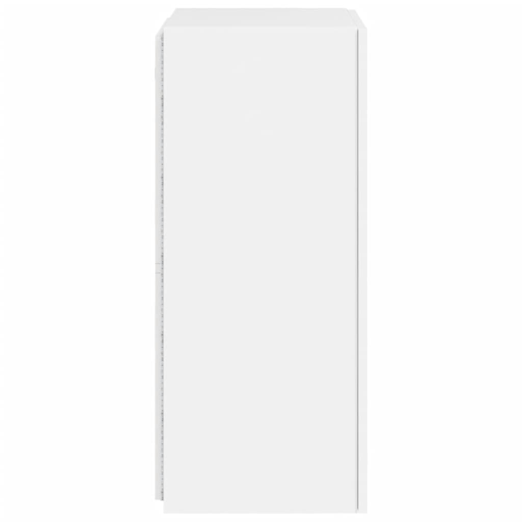Pie sienas stiprināms TV skapītis ar LED apgaismojumu, balts, 40,5x35x80cm