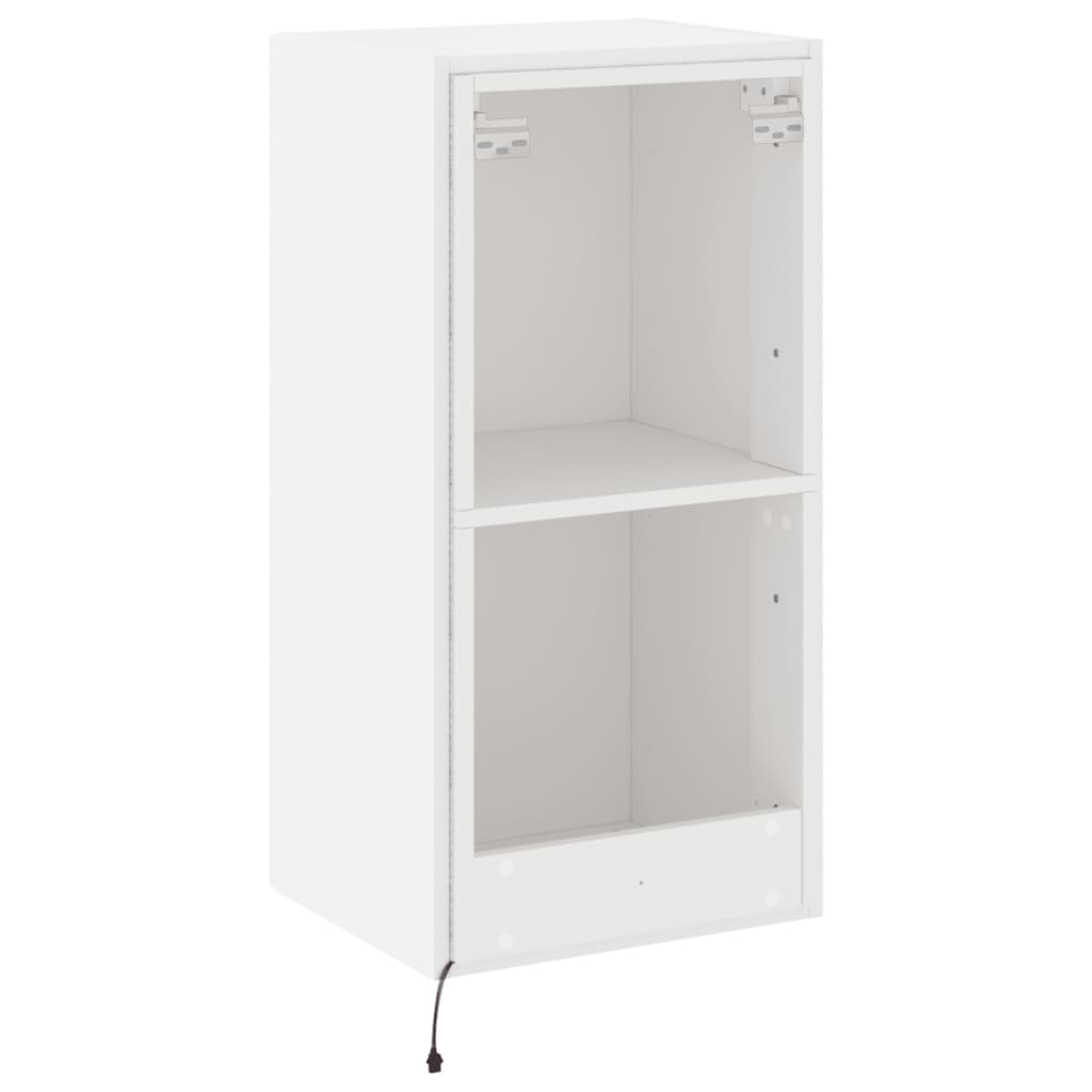 Pie sienas stiprināms TV skapītis ar LED apgaismojumu, balts, 40,5x35x80cm