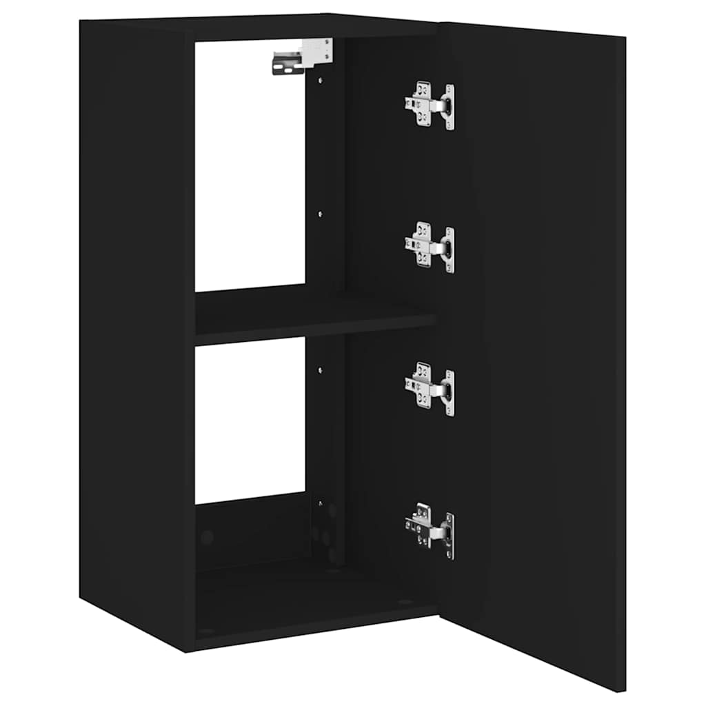 Sieninė TV spintelė su LED lemputėmis, juoda, 40,5x35x80cm
