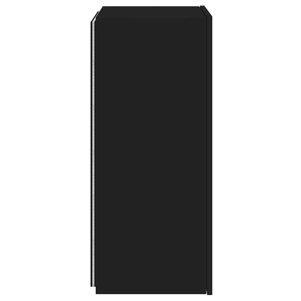 Sieninė TV spintelė su LED lemputėmis, juoda, 40,5x35x80cm
