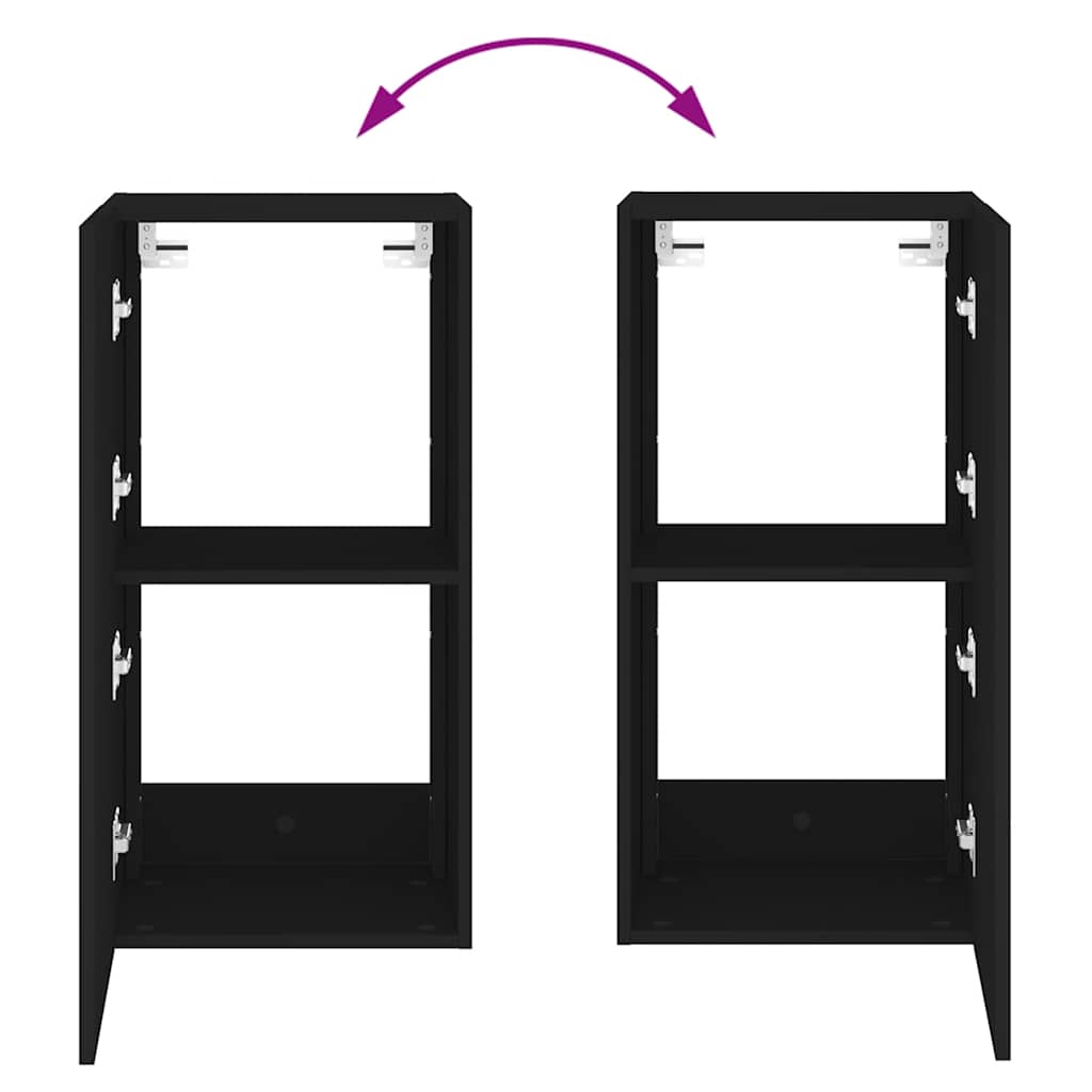 Sieninė TV spintelė su LED lemputėmis, juoda, 40,5x35x80cm