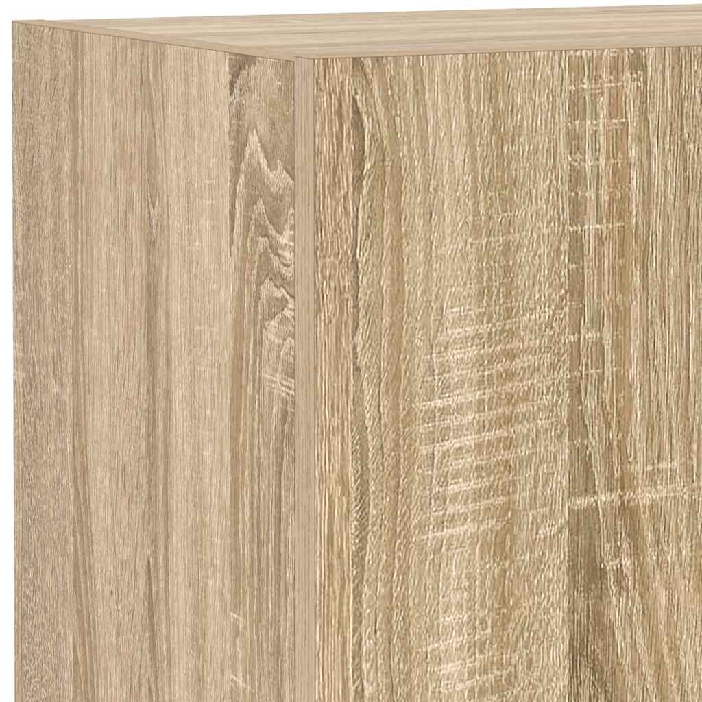 Wall-mounted TV Cabinet with LED Lights, Oak, 40.5x35x80cm