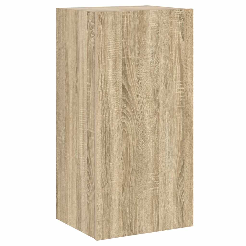Sieninė TV spintelė su LED lemputėmis, ąžuolo, 40,5x35x80cm