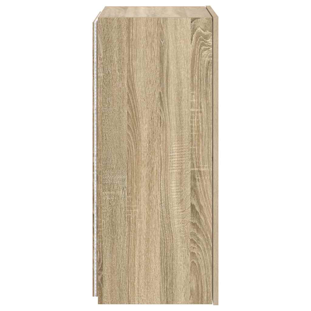 Sieninė TV spintelė su LED lemputėmis, ąžuolo, 40,5x35x80cm