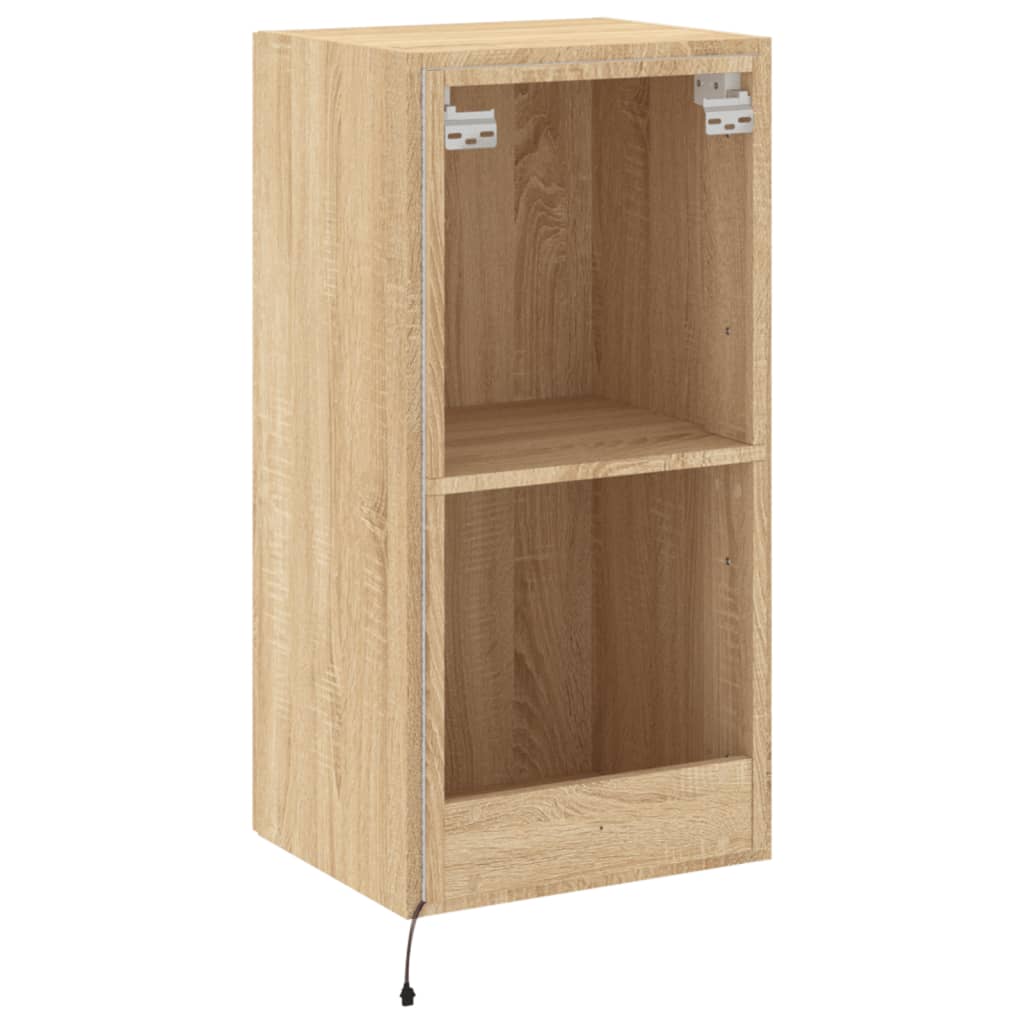 Sieninė TV spintelė su LED lemputėmis, ąžuolo, 40,5x35x80cm