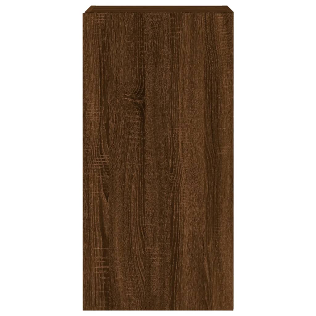 Sieninė TV spintelė su LED lemputėmis, ruda, 40,5x35x80cm