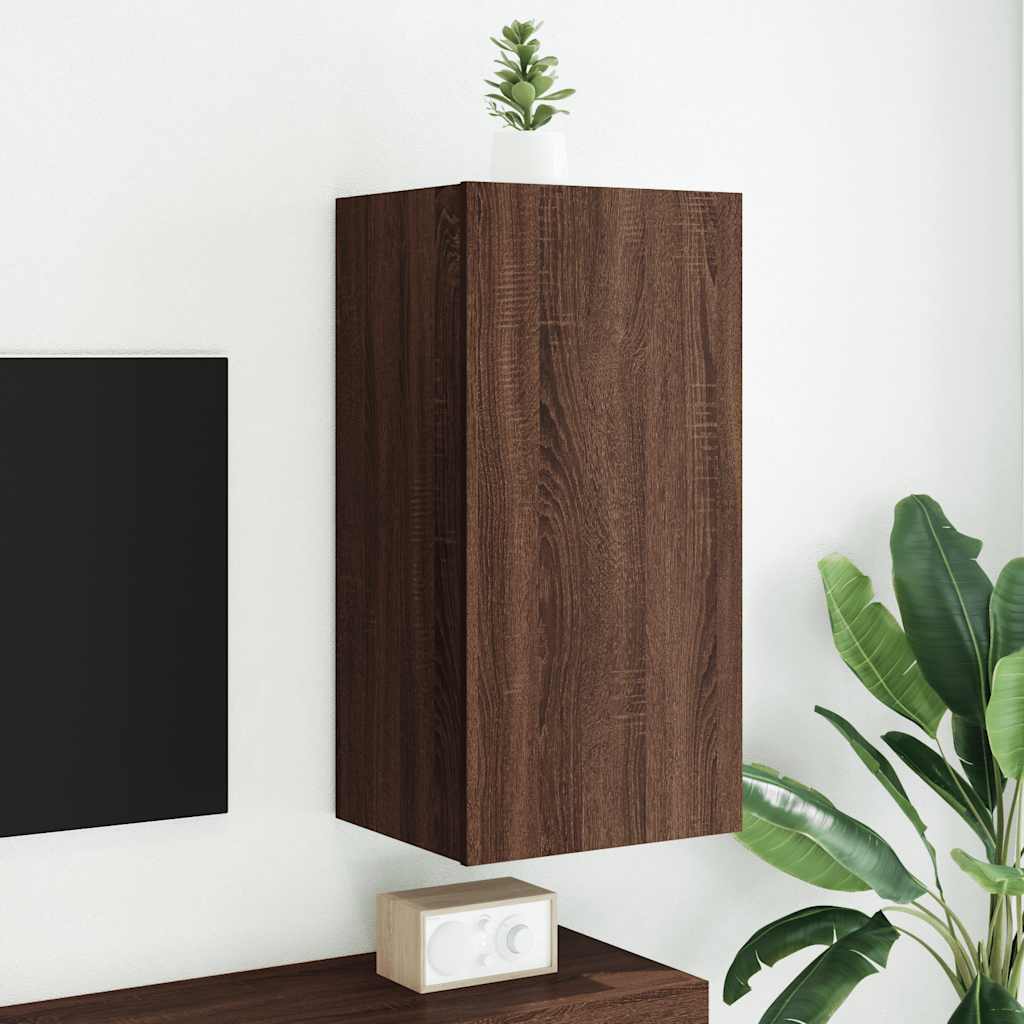 Sienas TV skapītis ar LED apgaismojumu, brūns, 40,5x35x80cm
