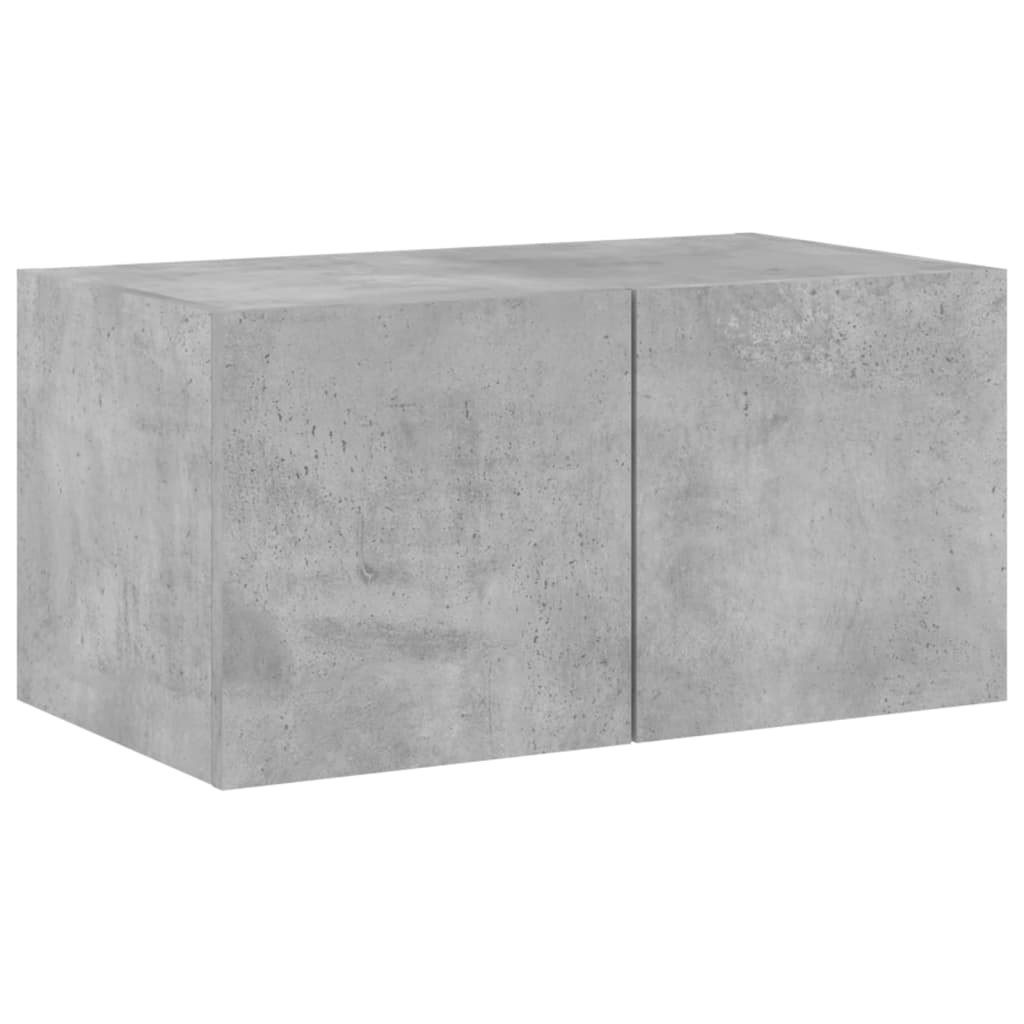 Wall-mounted TV Cabinet with LED Lights, Concrete Grey, 60x35x31 cm
